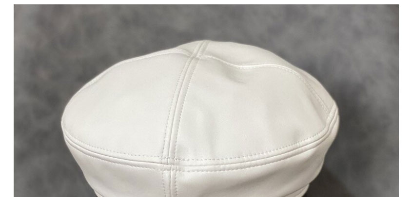 Fashion White Pu Leather Chain Beret,Beanies&Others
