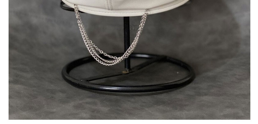 Fashion Black Pu Leather Chain Beret,Beanies&Others