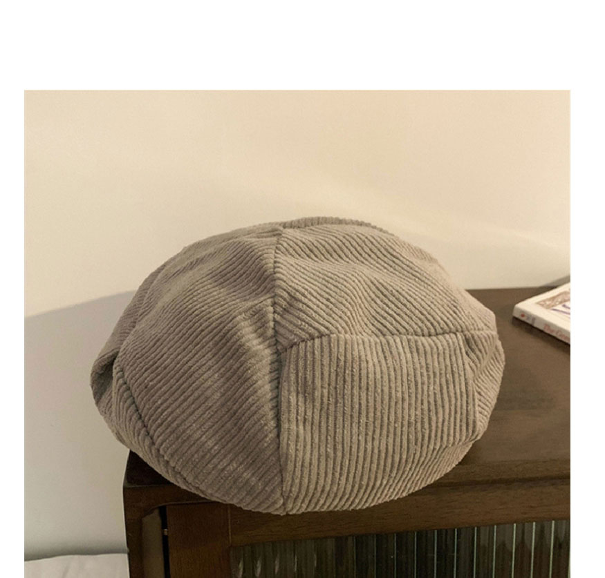 Fashion Camel Corduroy Knitted Octagonal Beret,Beanies&Others