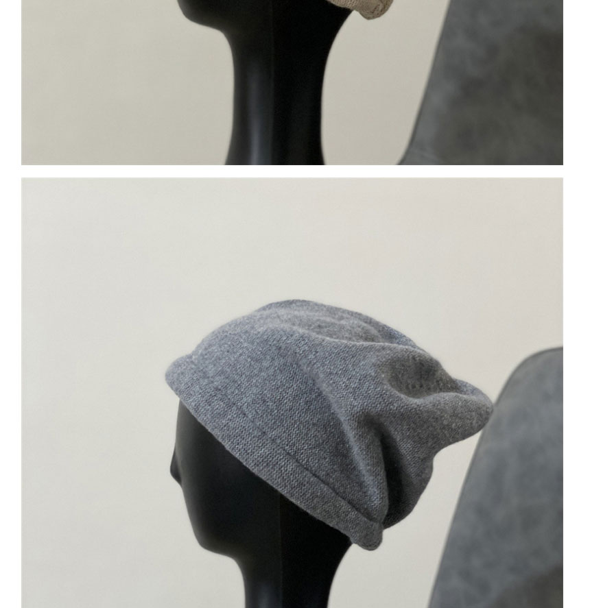 Fashion Light Grey Wool Knitted Pile Hat,Beanies&Others