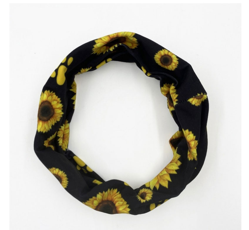 Fashion 4# Sunflower Print Wide Brim Headband,Hair Ribbons