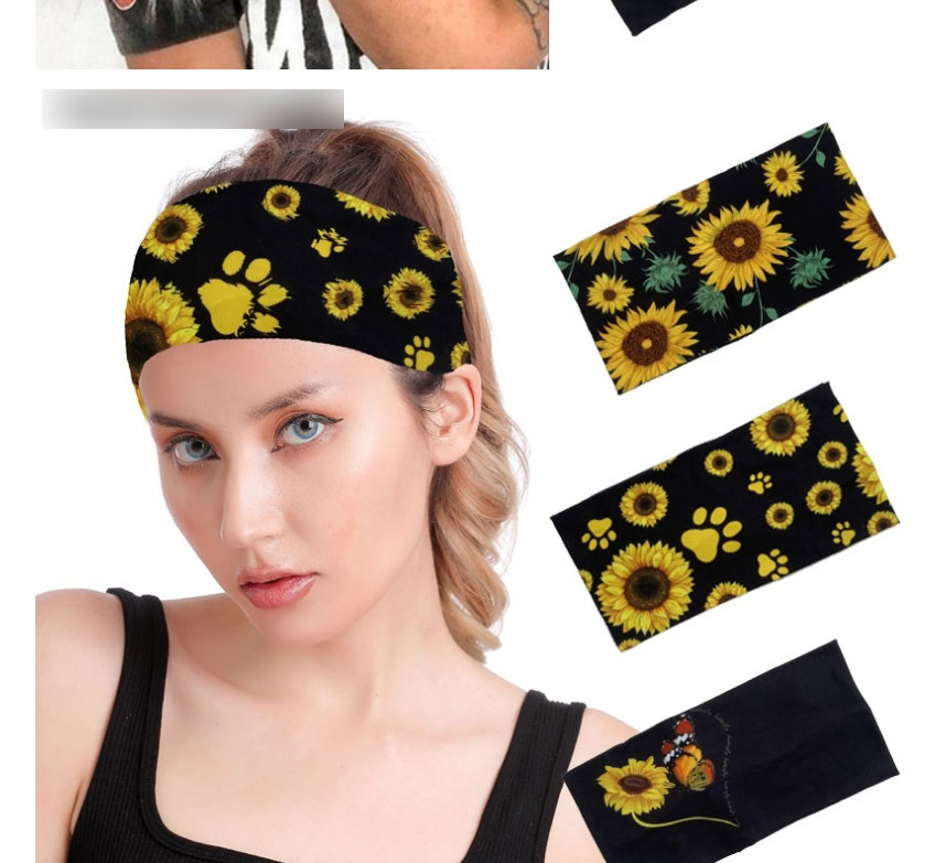 Fashion 3# Sunflower Print Wide Brim Headband,Hair Ribbons