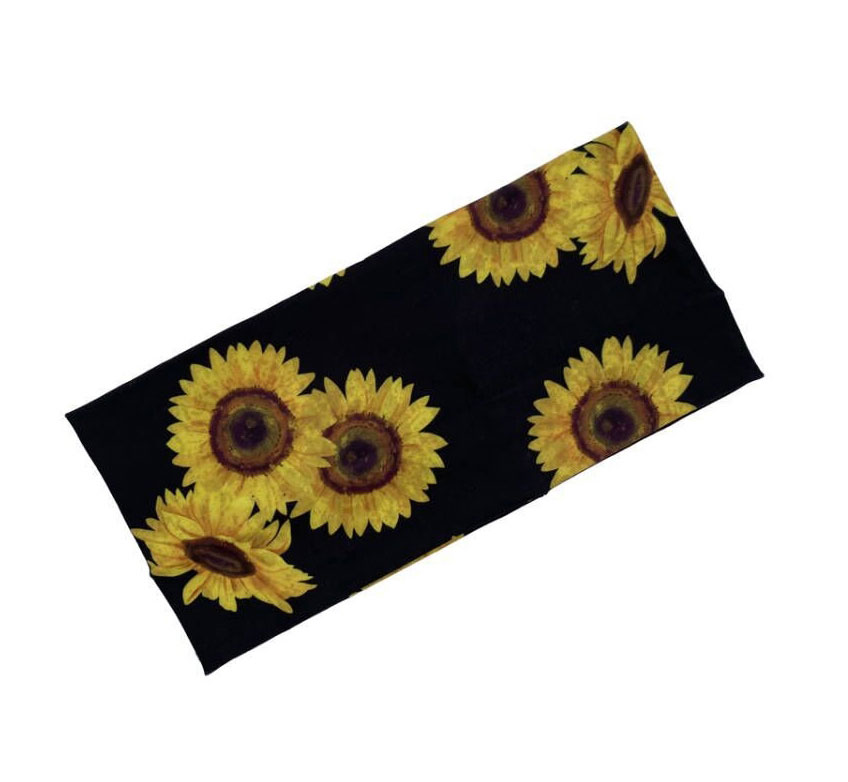 Fashion 2# Sunflower Print Wide Brim Headband,Hair Ribbons