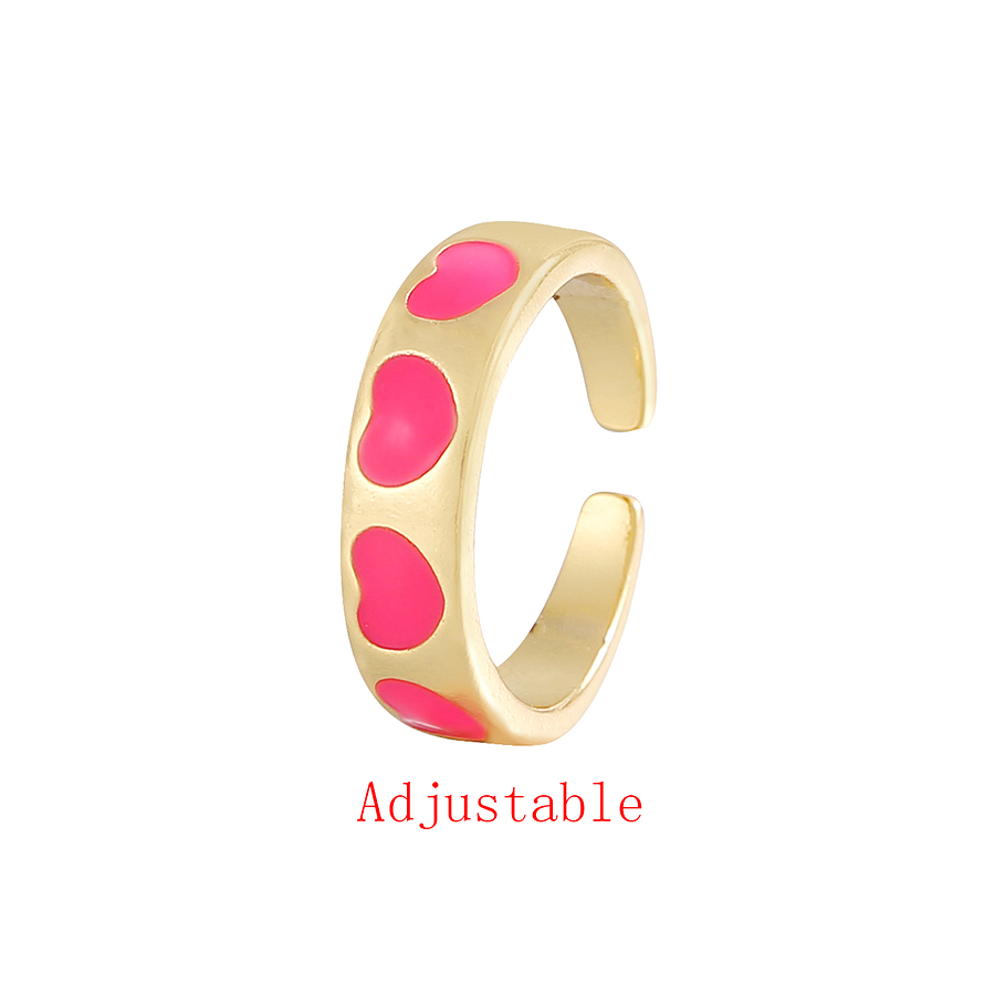 Fashion Pink Copper Drop Oil Love Heart Ring,Rings