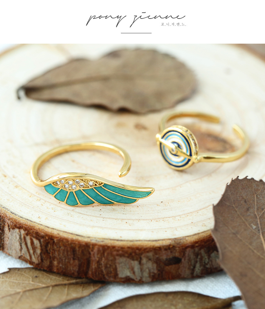 Fashion Blue Copper Drop Oil Compass Ring,Rings