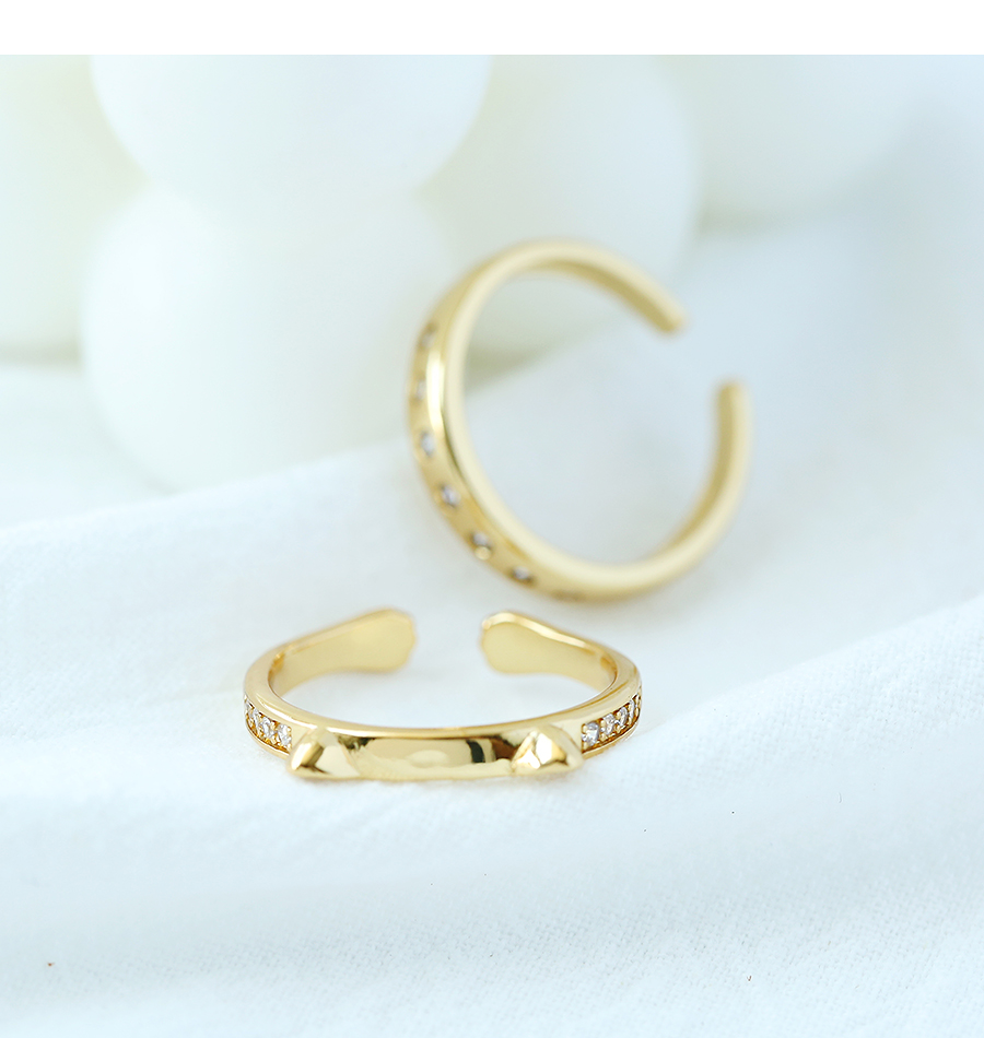 Fashion Gold Copper Inlaid Zirconium Bone Ring,Rings