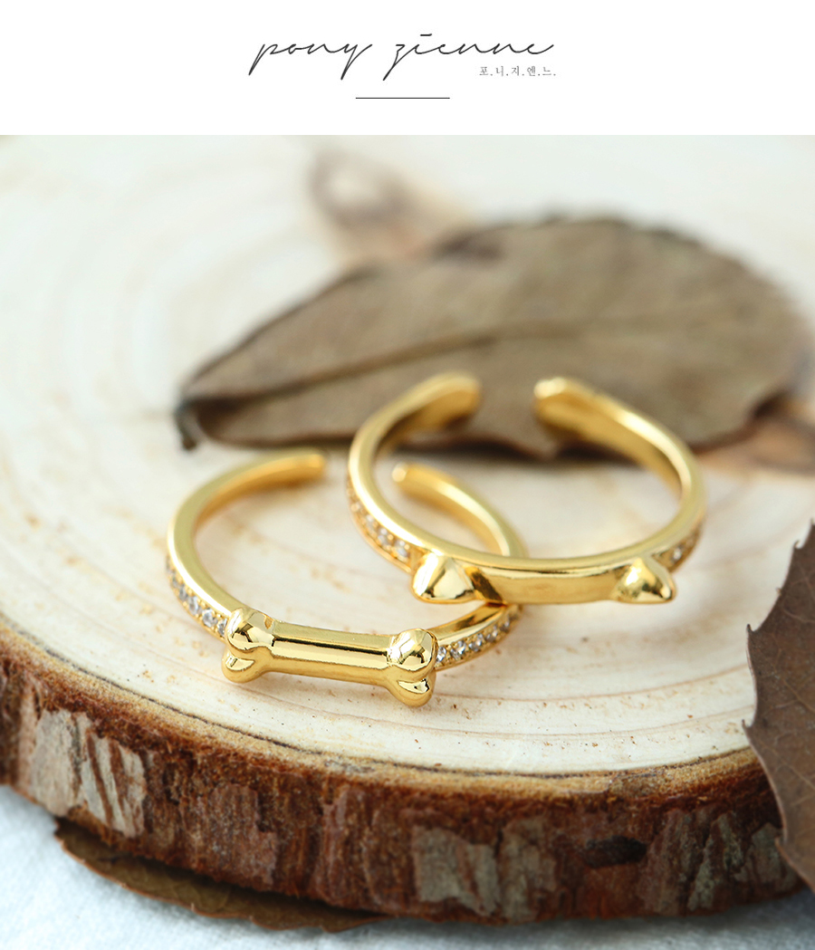 Fashion Gold Copper Inlaid Zirconium Cat Ear Ring,Rings