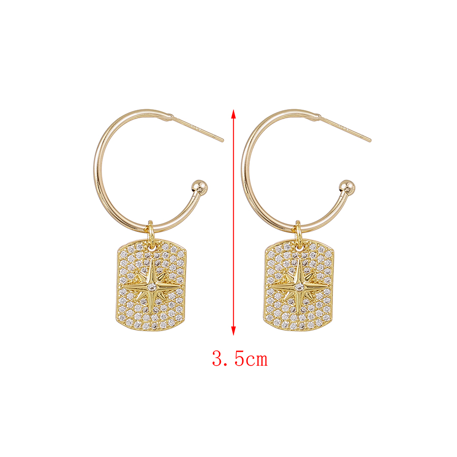 Fashion Gold Copper Inlaid Zirconium Geometric Earrings,Stud Earrings