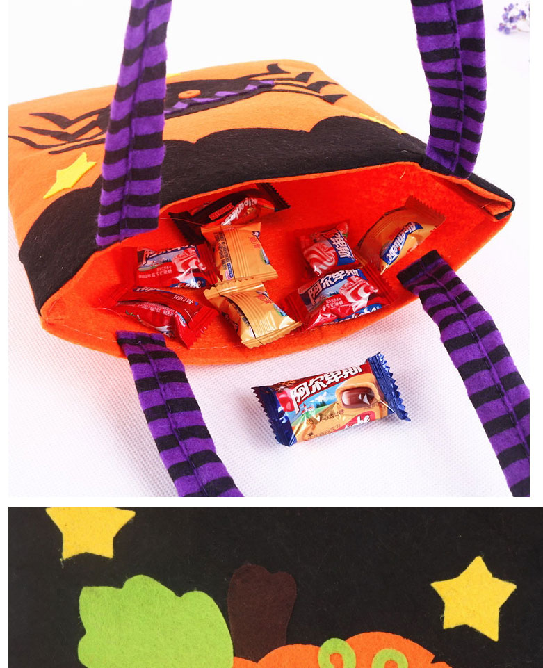 Fashion G Orange Bat Halloween Non-woven Pumpkin Tote Bag,Handbags