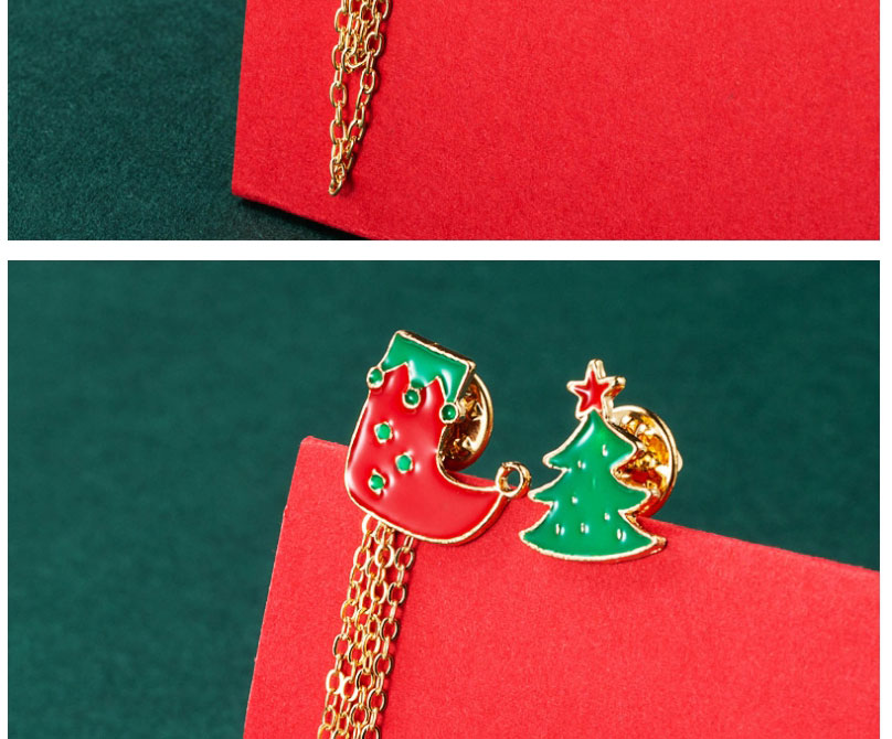 Fashion Christmas Stocking + Cane Alloy Christmas Oil Dripping Chain Brooch,Korean Brooches