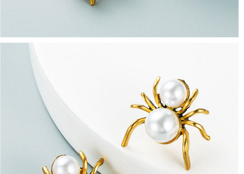 Fashion Spider Alloy Inlaid Pearl Spider Stud Earrings,Stud Earrings