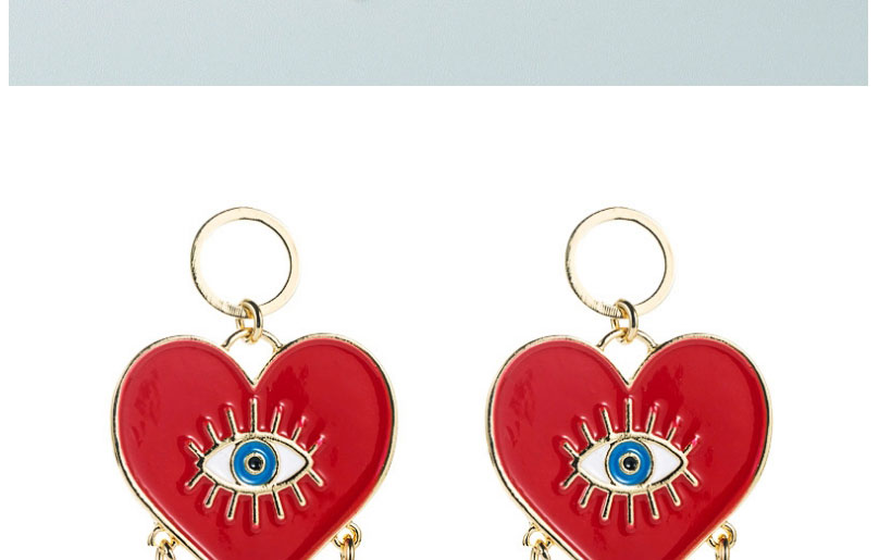 Fashion Red Alloy Drip Oil Love Eyes Tassel Earrings,Hoop Earrings