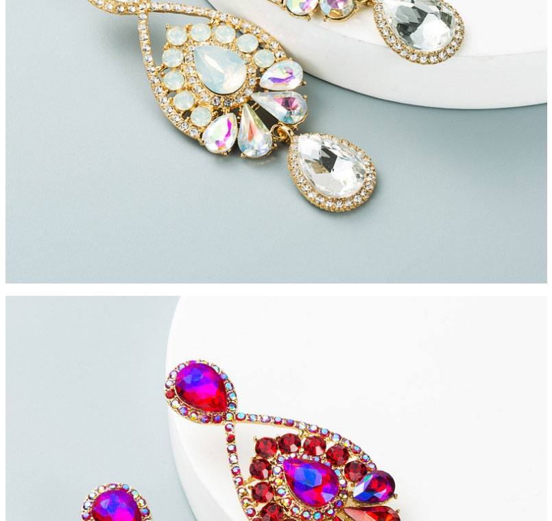Fashion White Alloy Diamond Geometric Earrings,Drop Earrings