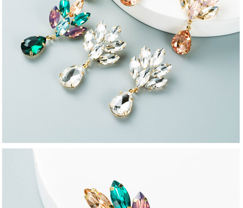 Fashion White Alloy Diamond Flower Geometric Stud Earrings,Stud Earrings