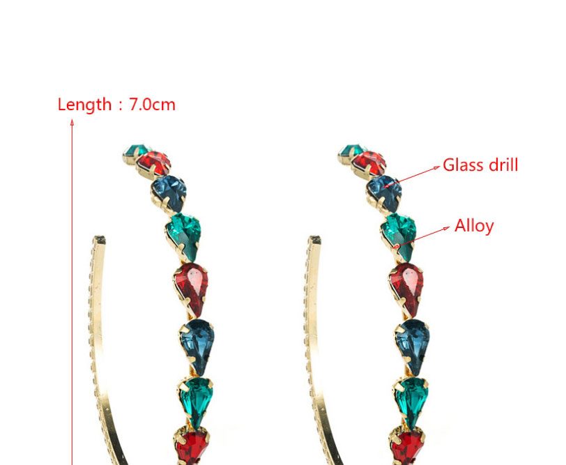 Fashion Rose Red Alloy Diamond C-shaped Earrings,Hoop Earrings