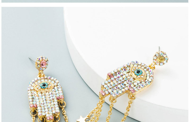 Fashion Gold Alloy Diamond Eye Palm Tassel Earrings,Drop Earrings