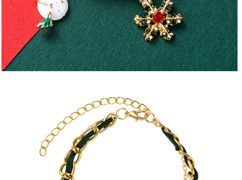Fashion Green Alloy Christmas Snowflake Gloves Bell Knitted Bracelet,Fashion Bracelets