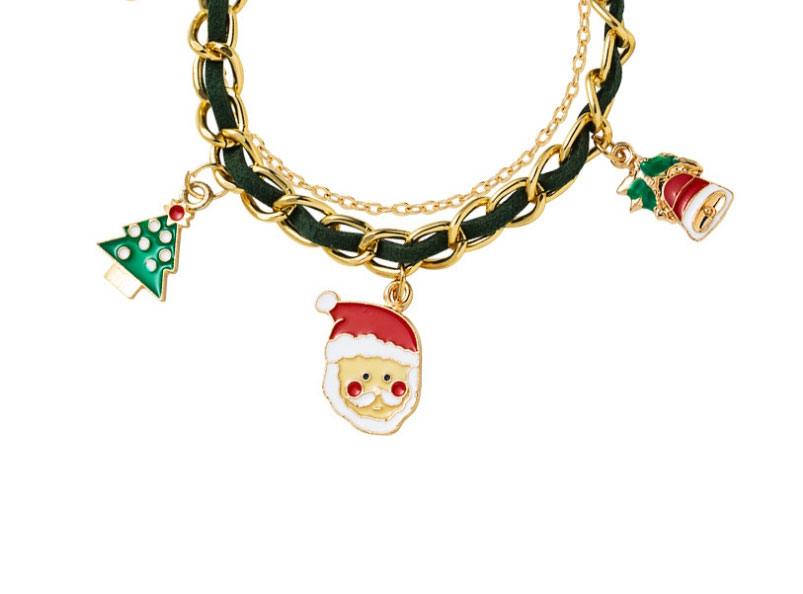 Fashion Black Santa Claus Christmas Tree Bell Cane Christmas Bracelet,Fashion Bracelets