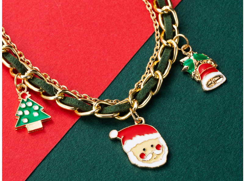 Fashion Black Santa Claus Christmas Tree Bell Cane Christmas Bracelet,Fashion Bracelets