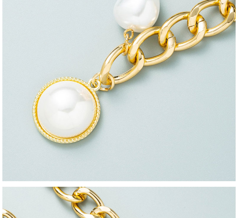 Fashion Love Alloy Thick Chain Pearl Love Necklace,Chains