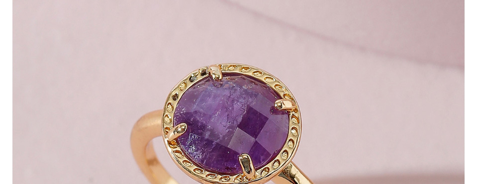 Fashion Round Shape Copper And Amethyst Faceted Ring,Fashion Rings