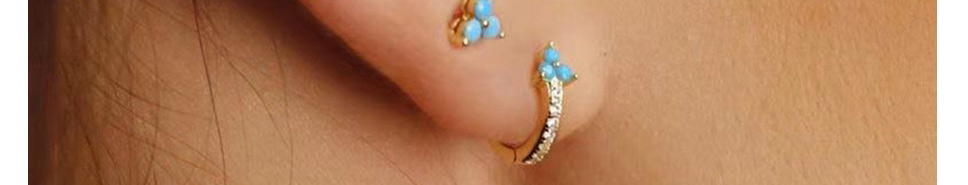 Fashion Gold Copper Inlaid Zirconium Asymmetric Geometric Earrings Set,Jewelry Sets