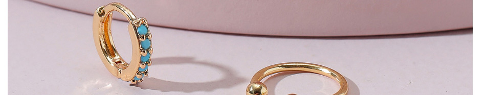 Fashion Gold Copper Inlaid Zirconium Asymmetric Ear Ring Set,Jewelry Sets