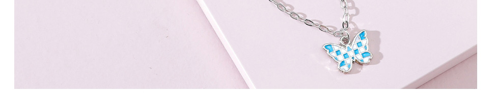 Fashion Silver Oil Drop Check Butterfly Necklace,Pendants