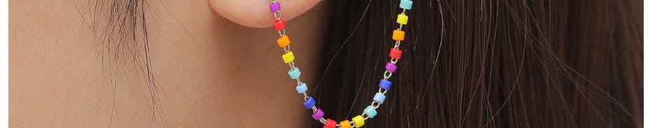 Fashion Color Asymmetric Rainbow Beaded Chain Earrings,Drop Earrings