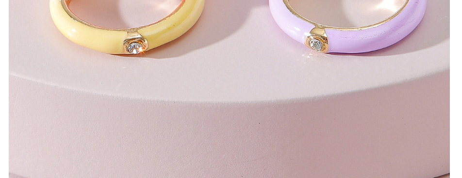 Fashion Purple+yellow+rose Red Geometric Dripping Ring Set,Jewelry Sets