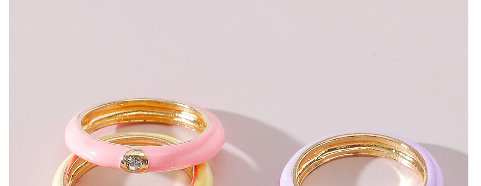 Fashion Purple+yellow+rose Red Geometric Dripping Ring Set,Jewelry Sets