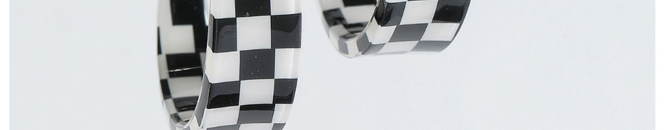 Fashion Checkerboard Acrylic Sheet Checkerboard Ear Ring,Hoop Earrings
