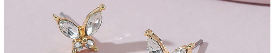 Fashion Gold Butterfly Rhinestone Stud Earrings,Stud Earrings