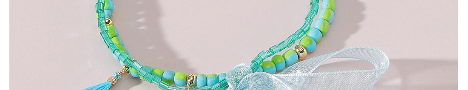 Fashion Blue Rice Beads Beaded Bow Bracelet,Beaded Bracelet