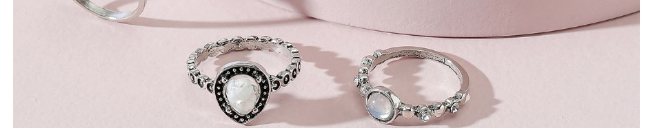 Fashion Silver Alloy Blade Portrait Brand Geometric Ring Set,Jewelry Sets