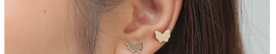 Fashion Gold Pearl Chain Butterfly Asymmetrical Stud Earrings,Stud Earrings
