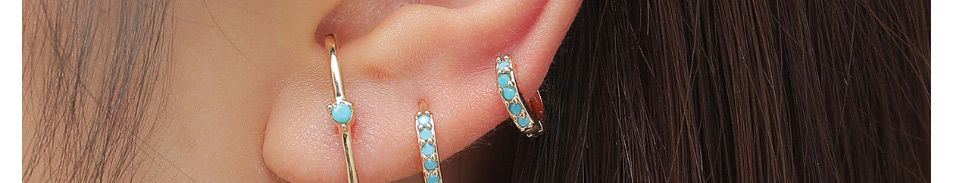 Fashion Gold Copper Inlaid Zirconium Geometric Ear Ring Set,Jewelry Sets