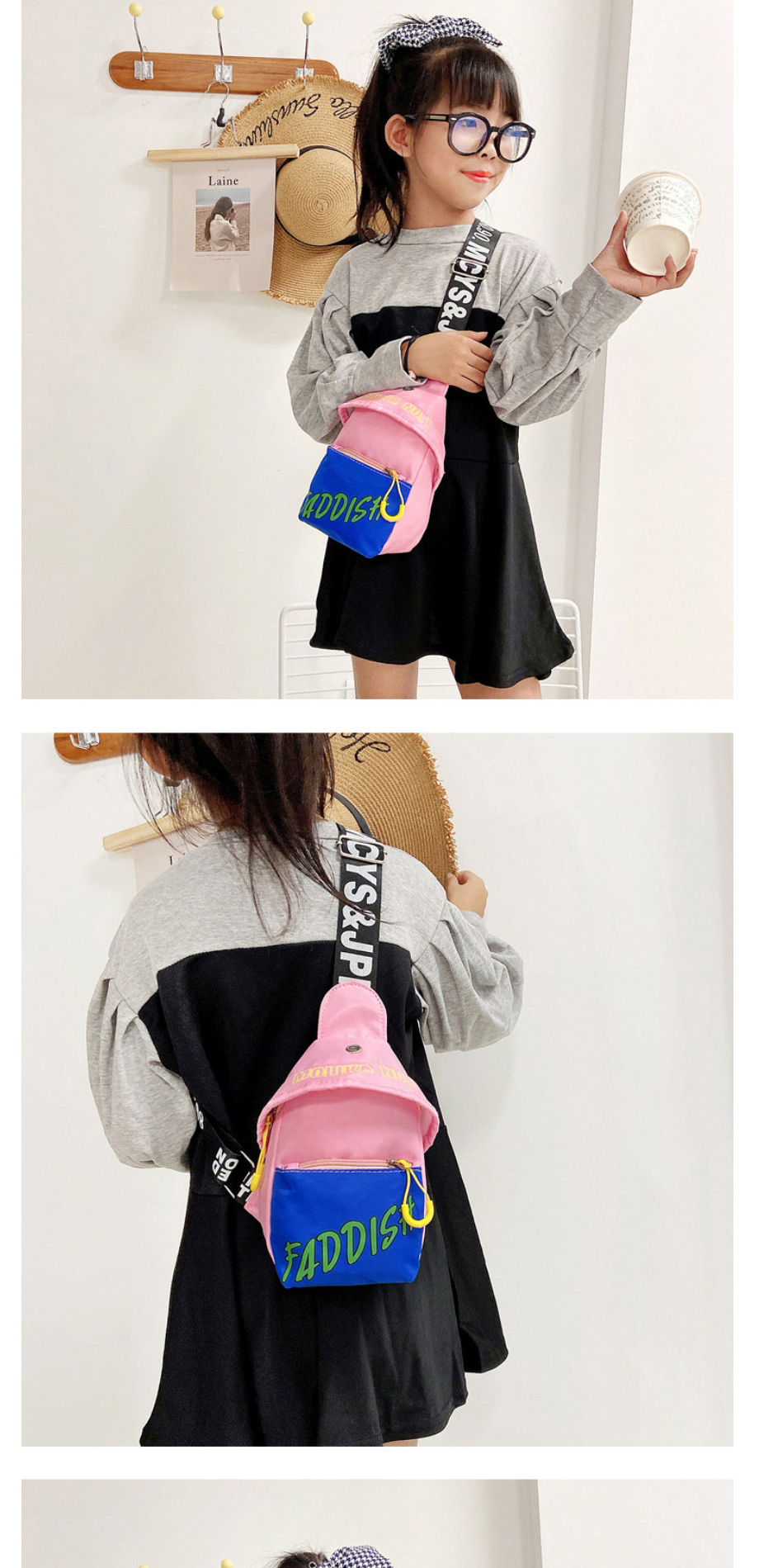 Fashion Pink Children S Contrast Letter Crossbody Small Bag,Shoulder bags