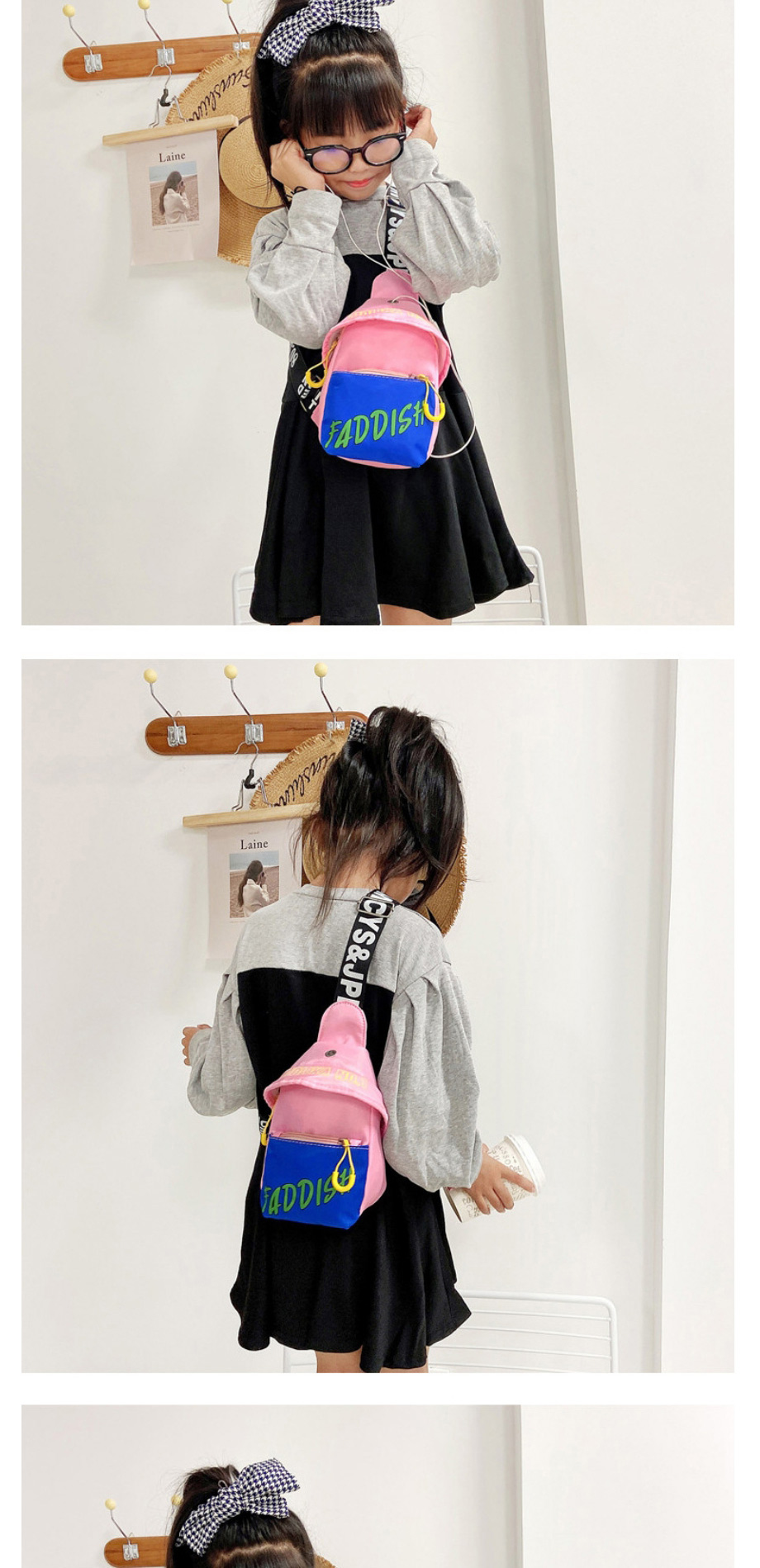 Fashion Pink Children S Contrast Letter Crossbody Small Bag,Shoulder bags