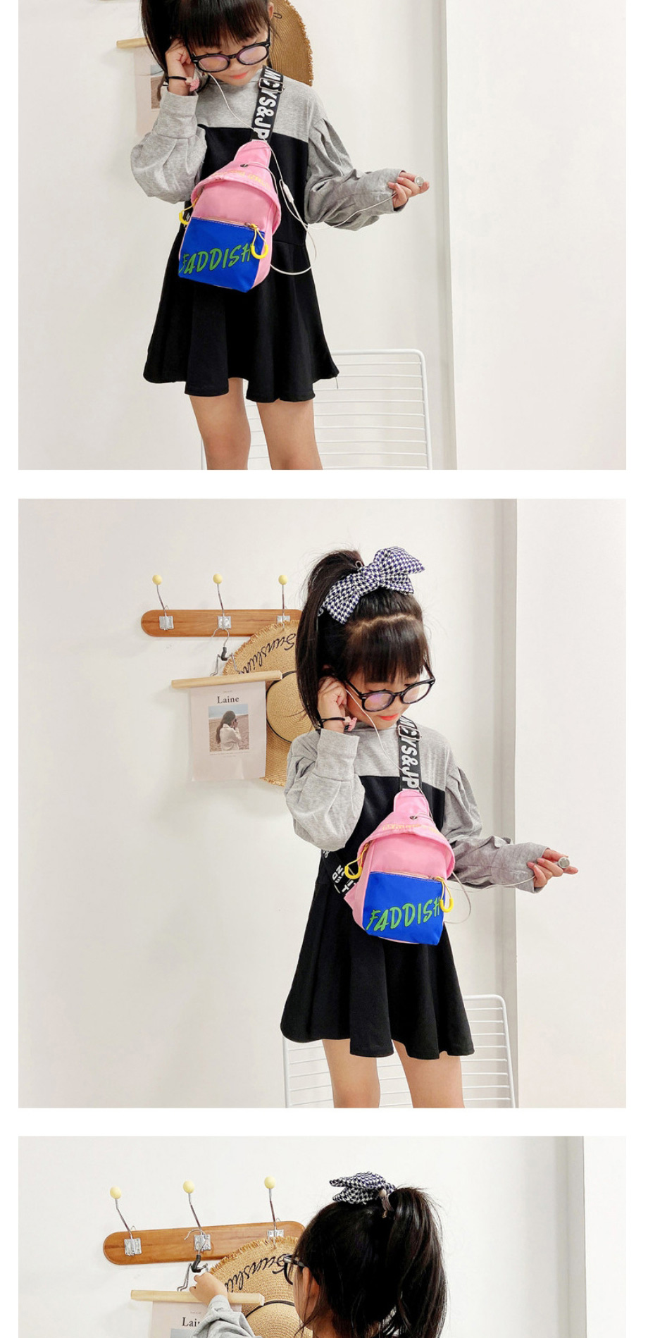 Fashion Purple Children S Contrast Letter Crossbody Small Bag,Shoulder bags
