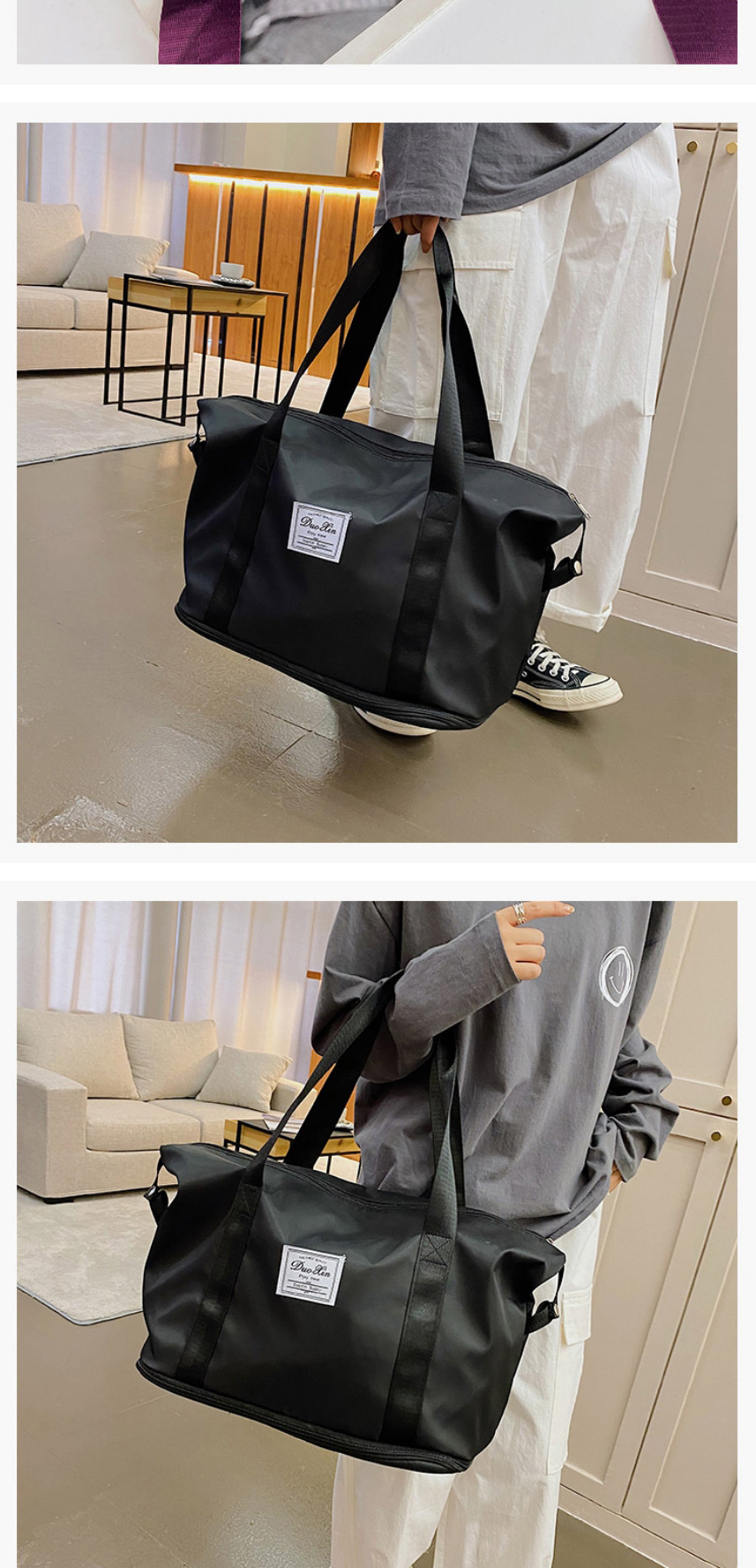 Fashion Dark Purple Large Capacity Square Dry And Wet Separation Tote Bag,Handbags