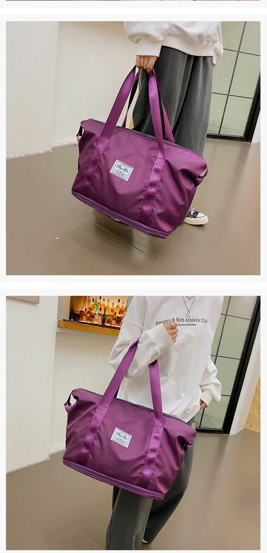Fashion Dark Purple Large Capacity Square Dry And Wet Separation Tote Bag,Handbags