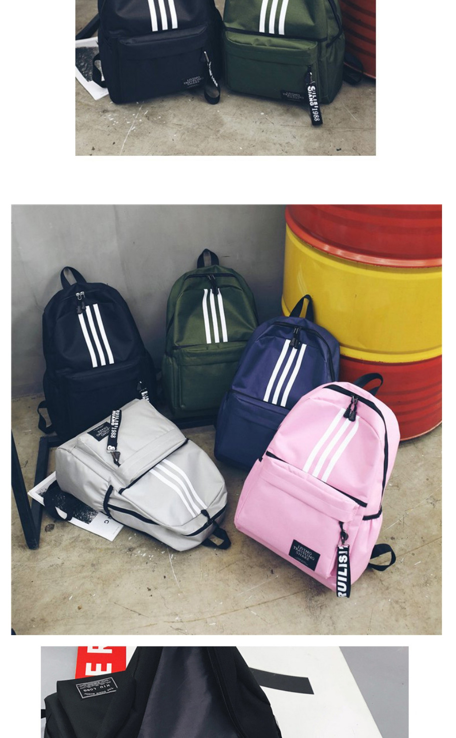 Fashion Green Striped Large Capacity Backpack,Backpack