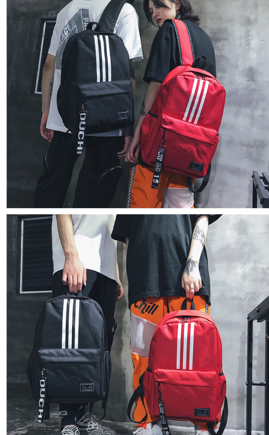 Fashion Black Striped Large Capacity Backpack,Backpack