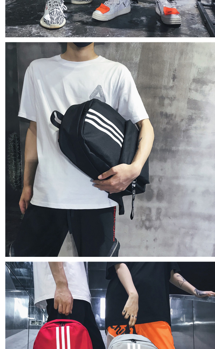 Fashion Black Striped Large Capacity Backpack,Backpack