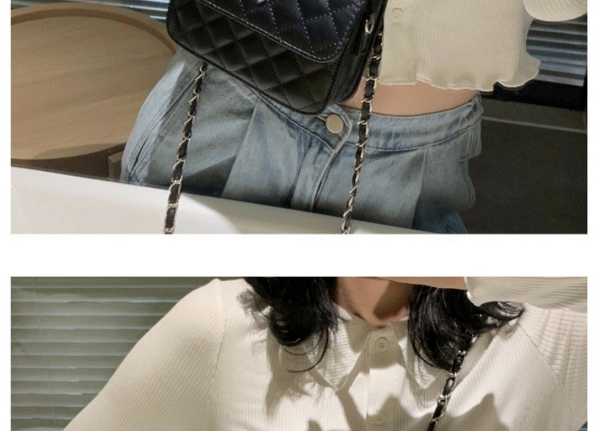 Fashion Black Pearl Rhombus Embroidery Thread Butterfly One-shoulder Messenger Bag,Handbags