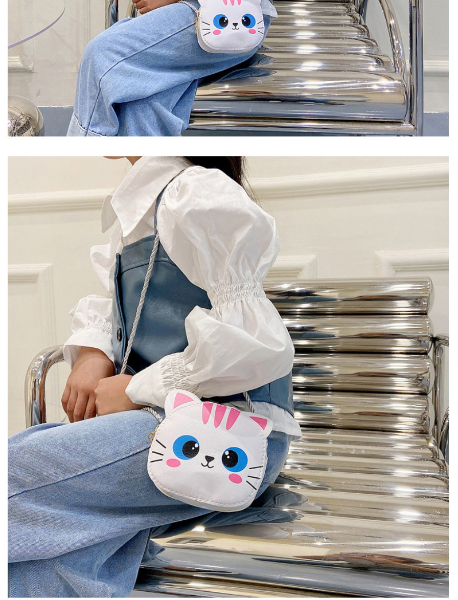 Fashion White Children S Pu Cat One-shoulder Messenger,Shoulder bags