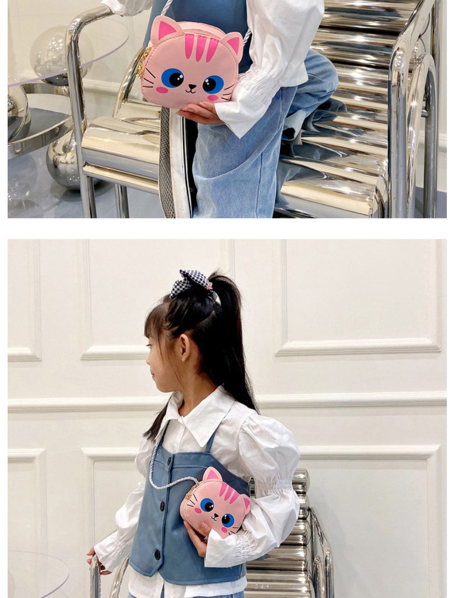 Fashion Pink Children S Pu Cat One-shoulder Messenger,Shoulder bags