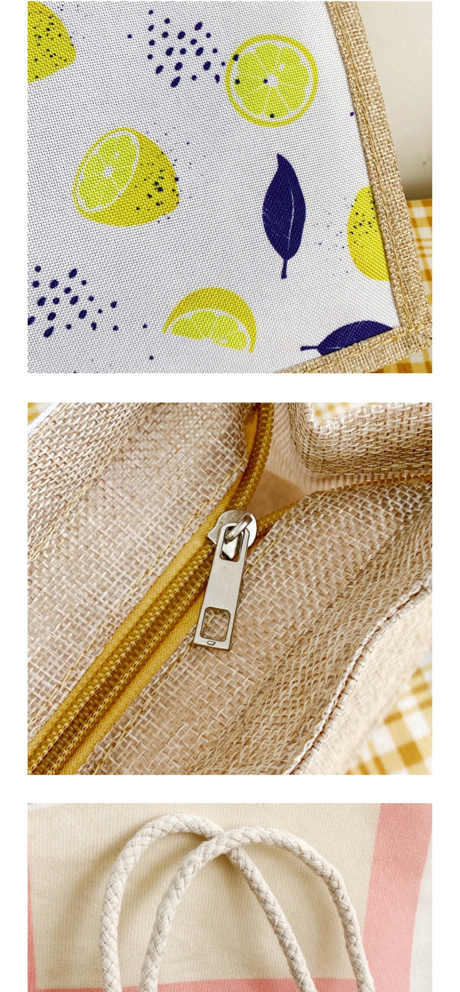 Fashion Limes Cotton And Linen Printed Canvas Handbag,Handbags