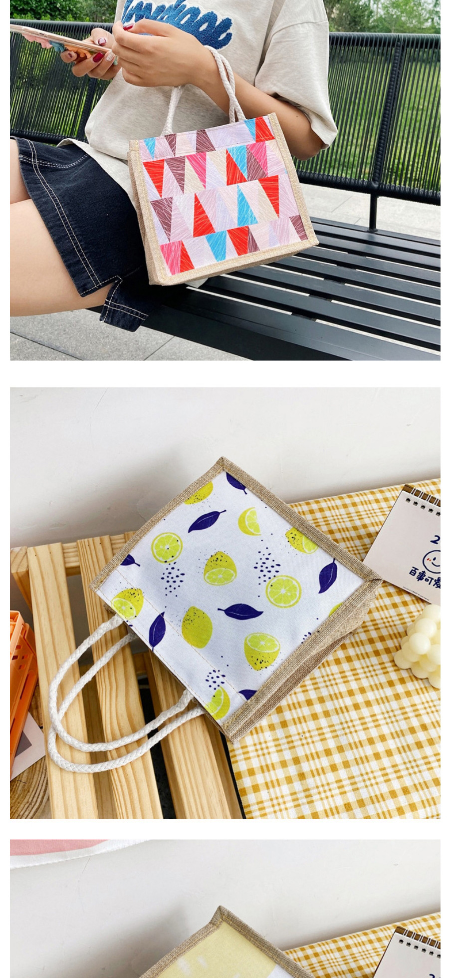 Fashion Color 2 Cotton And Linen Printed Canvas Handbag,Handbags
